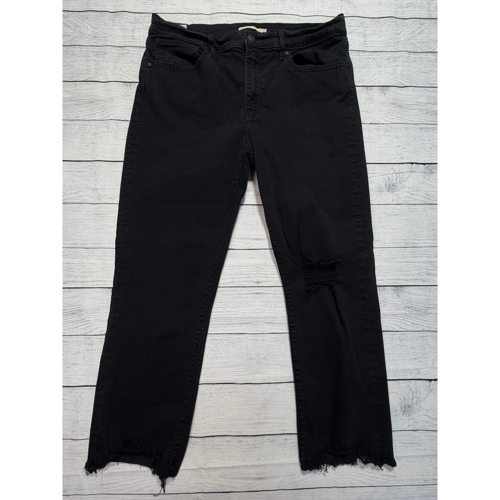 Levi's Premium High Rise Straight Crop Jeans Distressed 33 Casual Everyday Basic